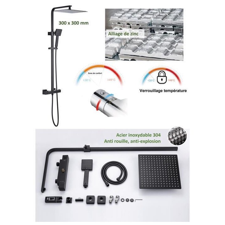 Colonne de douche OCEANIC - Mitigeur thermostatique corps froid - Pomm