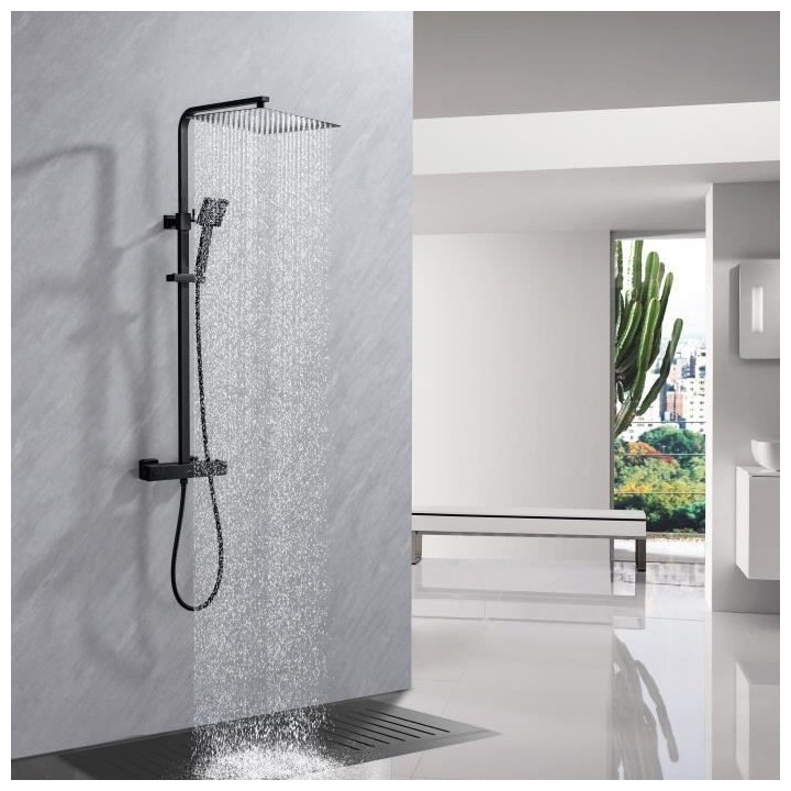 Colonne de douche OCEANIC - Mitigeur thermostatique - Pomme haute carr