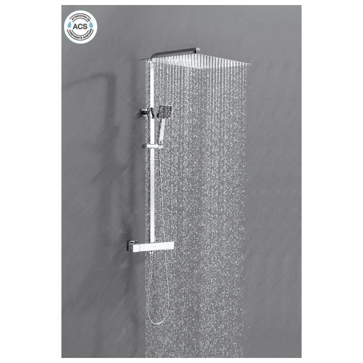 Colonne de douche OCEANIC - Mitigeur thermostatique - Pomme haute carr