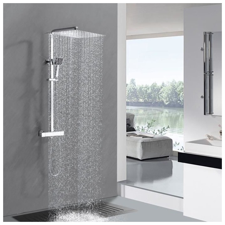 Colonne de douche OCEANIC - Mitigeur thermostatique - Pomme haute carr