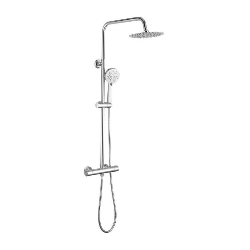 Colonne de douche OCEANIC - Mitigeur thermostatique - Pomme haute ronde diametre 20 cm - Chrome