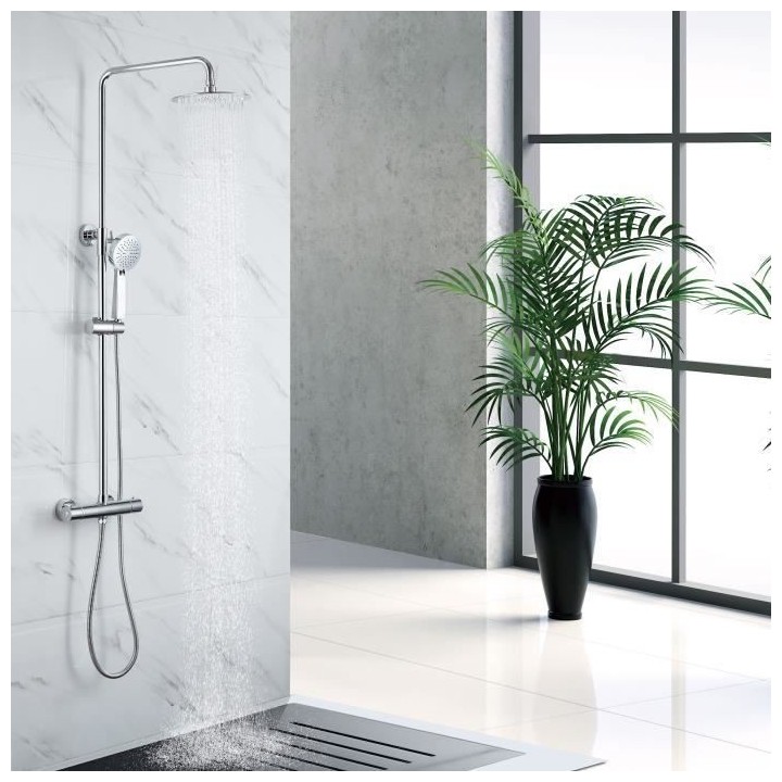 Colonne de douche OCEANIC - Mitigeur thermostatique - Pomme haute rond