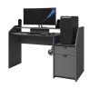 Bureau de jeu Gaming - Panneaux de particules - Décor gris et noir - L 154 x P 92 x H 68 cm - PARISOT