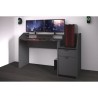 Bureau de jeu Gaming - Panneaux de particules - Décor gris et noir - L 154 x P 92 x H 68 cm - PARISOT