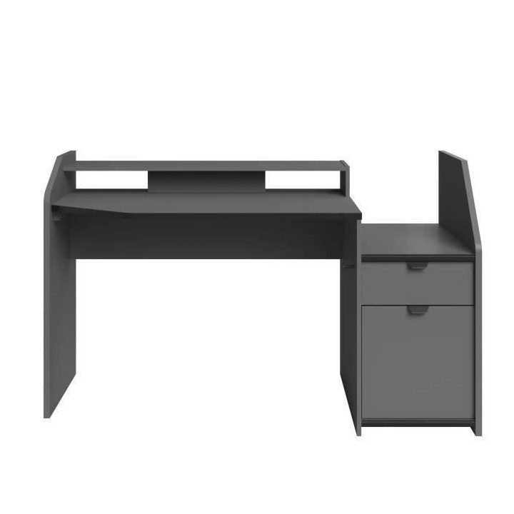 Bureau de jeu Gaming - Panneaux de particules - Décor gris et noir -