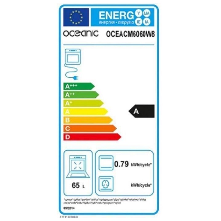 OCEANIC OCEACM6060W8-Cuisiniere table mixte gaz / électrique-4 foyers
