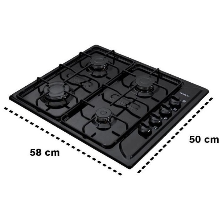 Plaque de cuisson gaz OCEANIC 4 foyers L58 x P50 cm CTG4EB