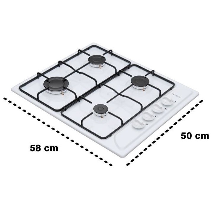Plaque de cuisson gaz OCEANIC 4 foyers L58 x P50 cm OCEACTG4EW Blanc