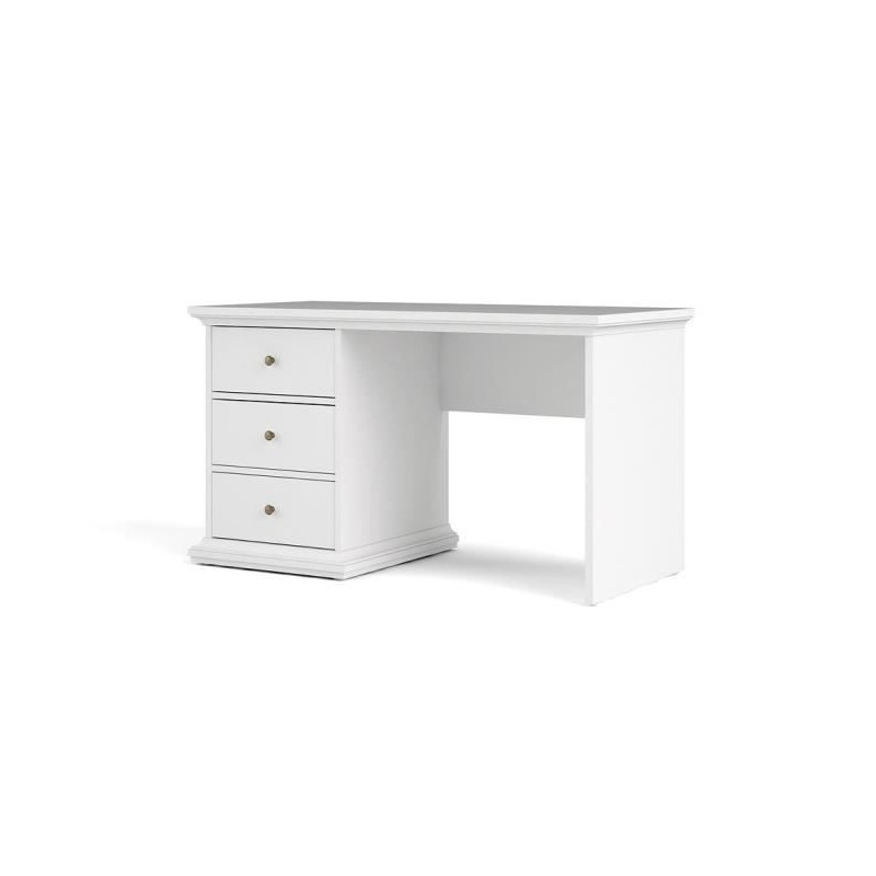 TVILUM Bureau 3 tiroirs - Blanc - L 102,6 x P 41,6 x H 80,8 cm - PARIS