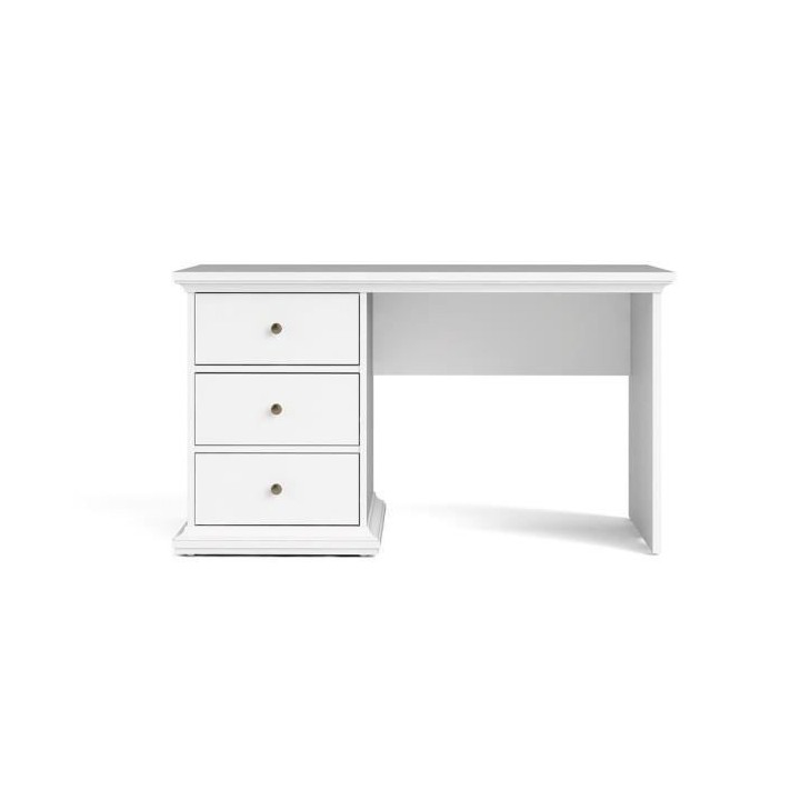 TVILUM Bureau 3 tiroirs - Blanc - L 102,6 x P 41,6 x H 80,8 cm - PARIS