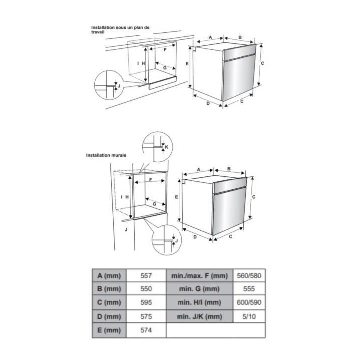Four encastrable nettoyage catalyse - chaleur brassée OCEANIC OCEAF65