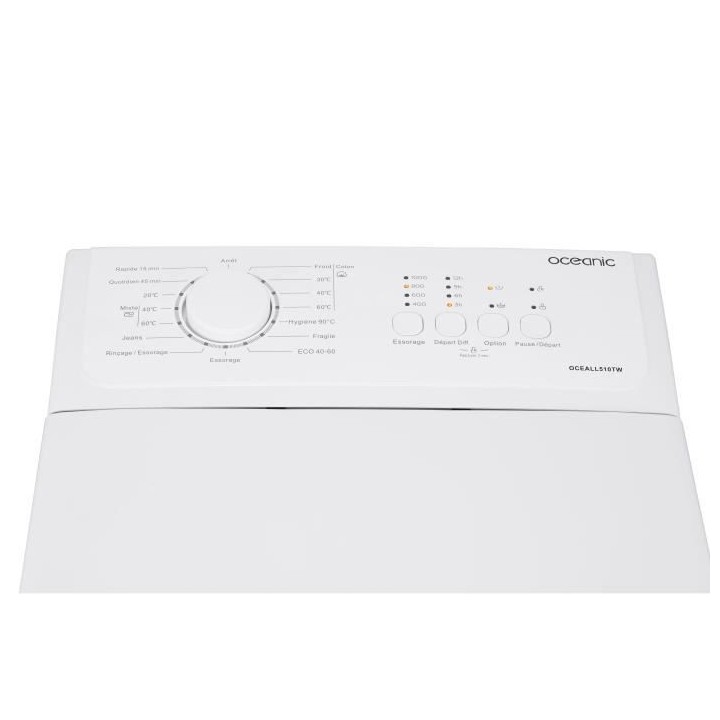 Lave-linge top OCEANIC OCEALL510TW- 5 kg - Largeur 40 cm - Classe D -