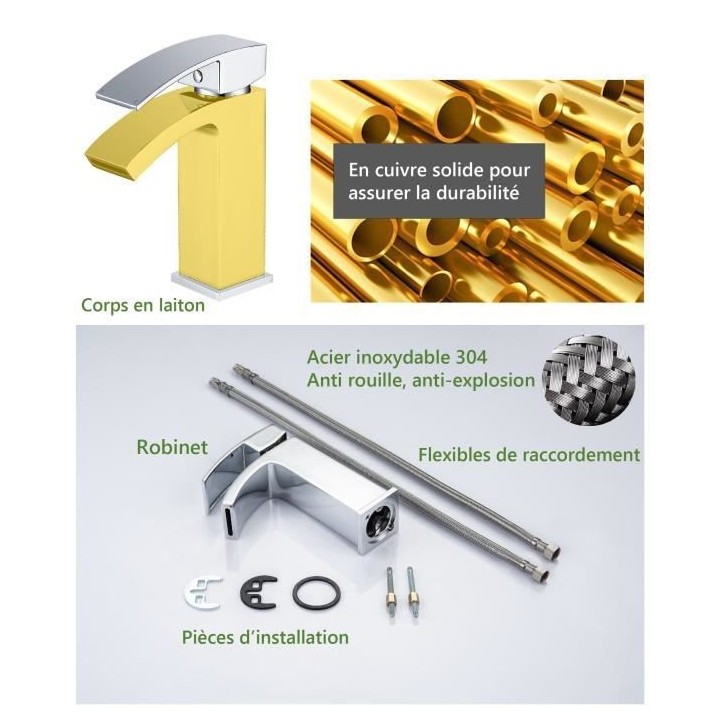 Mitigeur pour vasque et lavabo - Mécanique - En cascade - OCEANIC