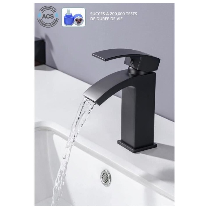 Mitigeur pour vasque et lavabo - Mécanique - Noir mat - OCEANIC - En