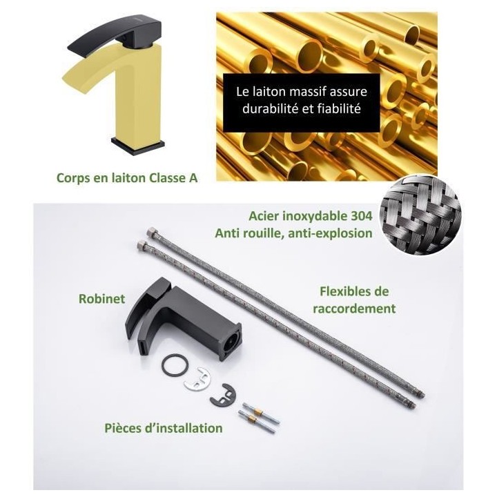 Mitigeur pour vasque et lavabo - Mécanique - Noir mat - OCEANIC - En