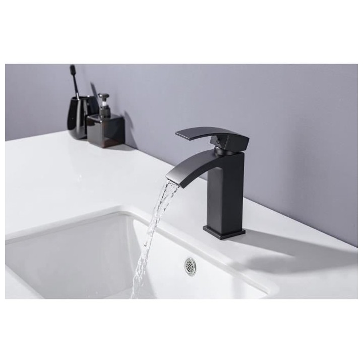 Mitigeur pour vasque et lavabo - Mécanique - Noir mat - OCEANIC - En