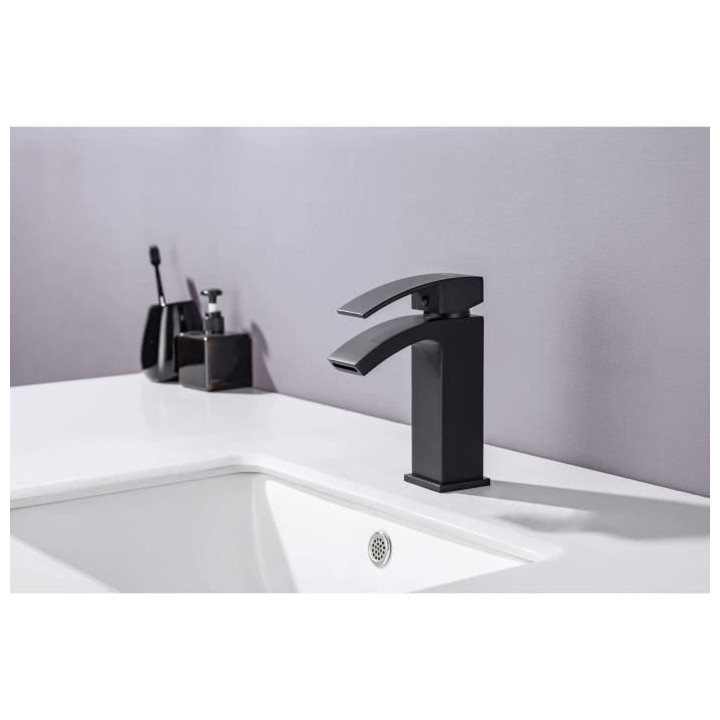 Mitigeur pour vasque et lavabo - Mécanique - Noir mat - OCEANIC - En