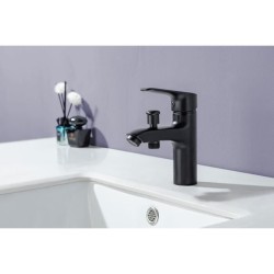 Mitigeur pour vasque, lavabo, baignoire et douche - Mécanique - OCEANIC - Noir mat - Fonction inverseur