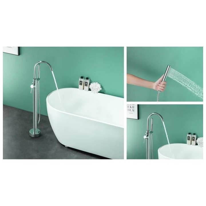 Mitigeur sur pied pour baignoire îlot - Mécanique - Chrome - OCEANIC