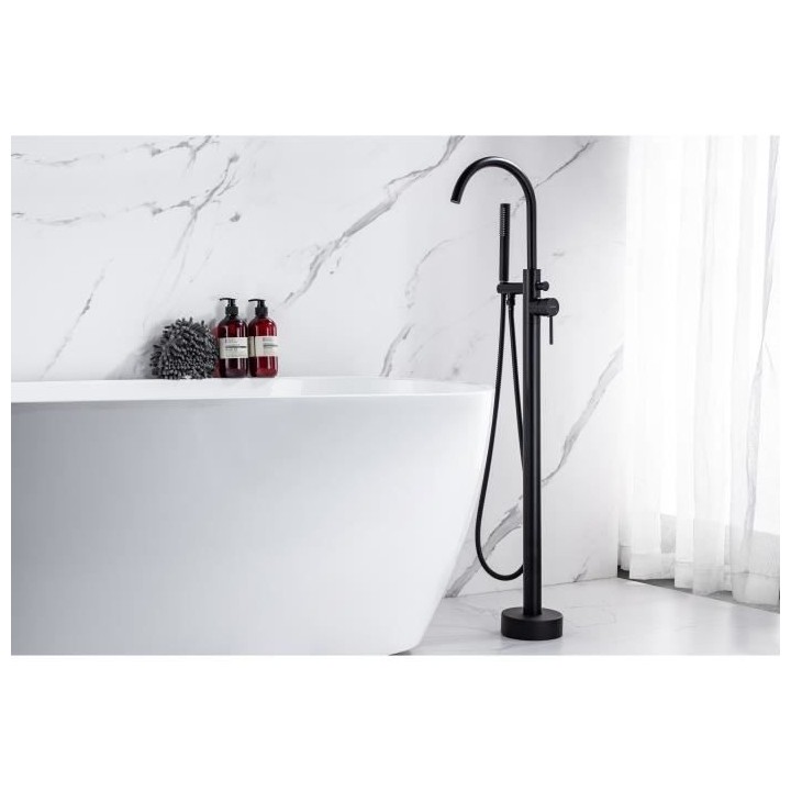 Mitigeur sur pied pour baignoire îlot - Mécanique - Noir mat - OCEAN