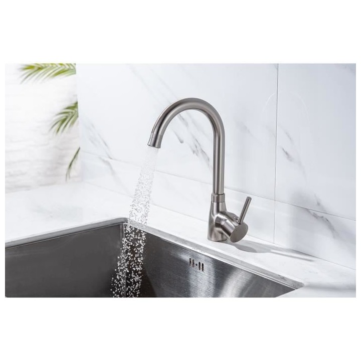 Robinet de cuisine - Mitigeur mécanique - Rotatif 360° - 2 jets - OC