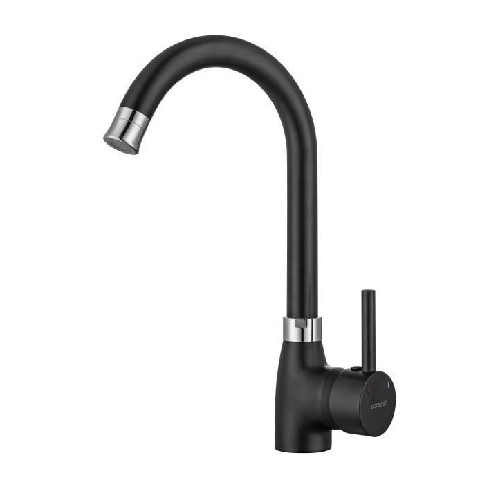 Mitigeur de cuisine - Noir/Chrome - Mécanique - OCEANIC - Rotatif 360