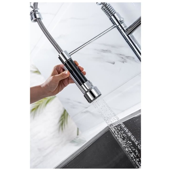 Robinet de cuisine - Mitigeur évier - Rotatif 360° - 2 jets - OCEANI