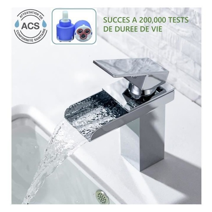 Mitigeur pour vasque et lavabo - Mécanique - En cascade - En laiton -