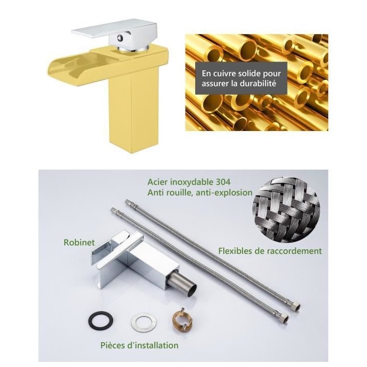 Mitigeur pour vasque et lavabo - Mécanique - En cascade - En laiton -