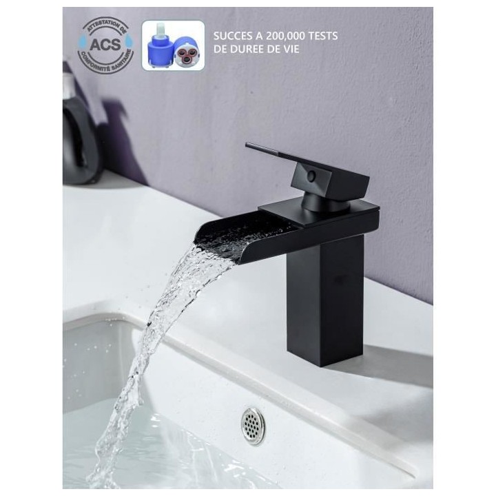 Mitigeur pour vasque et lavabo - Mécanique - Noir mat - OCEANIC - En