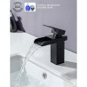 Mitigeur pour vasque et lavabo - Mécanique - Noir mat - OCEANIC - En cascade - En laiton