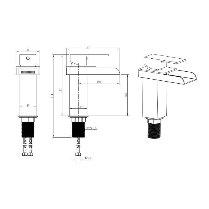 Mitigeur pour vasque et lavabo - Mécanique - Noir mat - OCEANIC - En