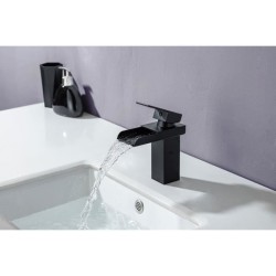 Mitigeur pour vasque et lavabo - Mécanique - Noir mat - OCEANIC - En cascade - En laiton