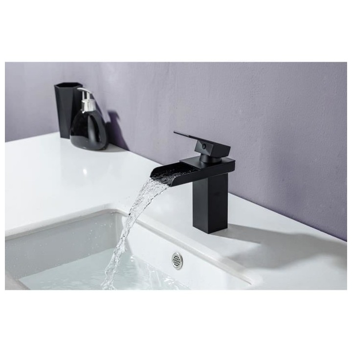 Mitigeur pour vasque et lavabo - Mécanique - Noir mat - OCEANIC - En