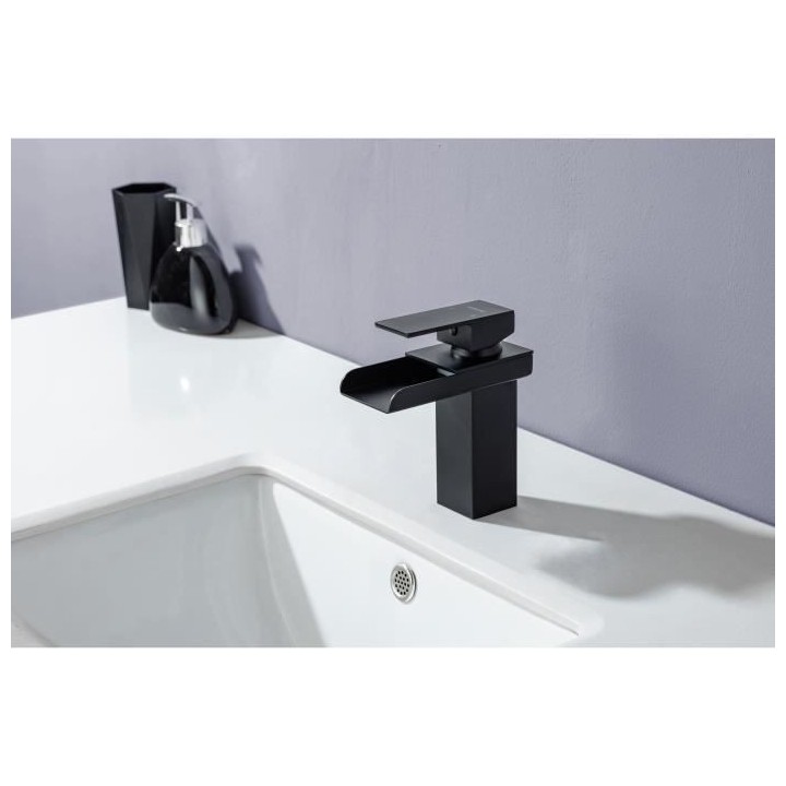 Mitigeur pour vasque et lavabo - Mécanique - Noir mat - OCEANIC - En