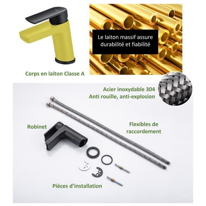 Mitigeur pour vasque et lavabo - Mécanique - Noir mat OCEANIC