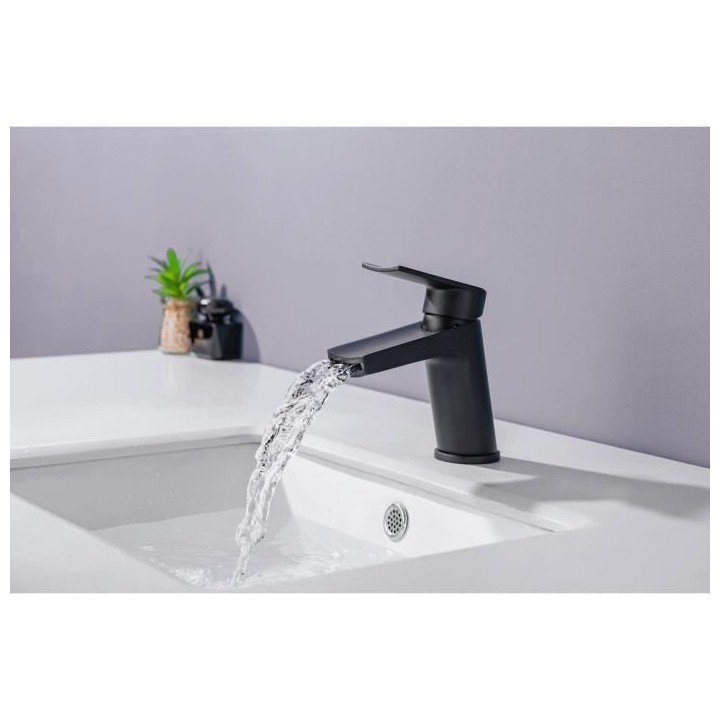 Mitigeur pour vasque et lavabo - Mécanique - Noir mat OCEANIC