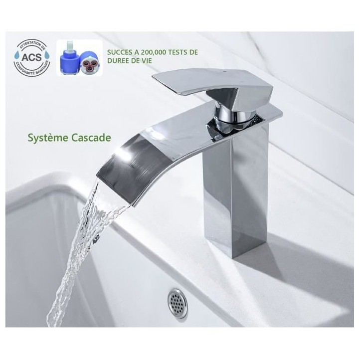 Mitigeur pour vasque et lavabo - Mécanique - En cascade - En laiton -