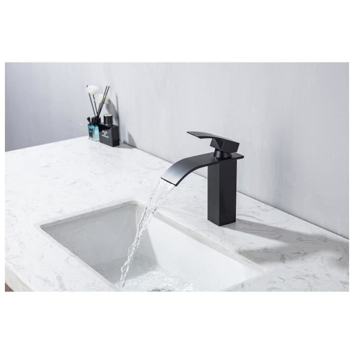 Mitigeur pour vasque et lavabo - Mécanique - OCEANIC - Noir mat - En