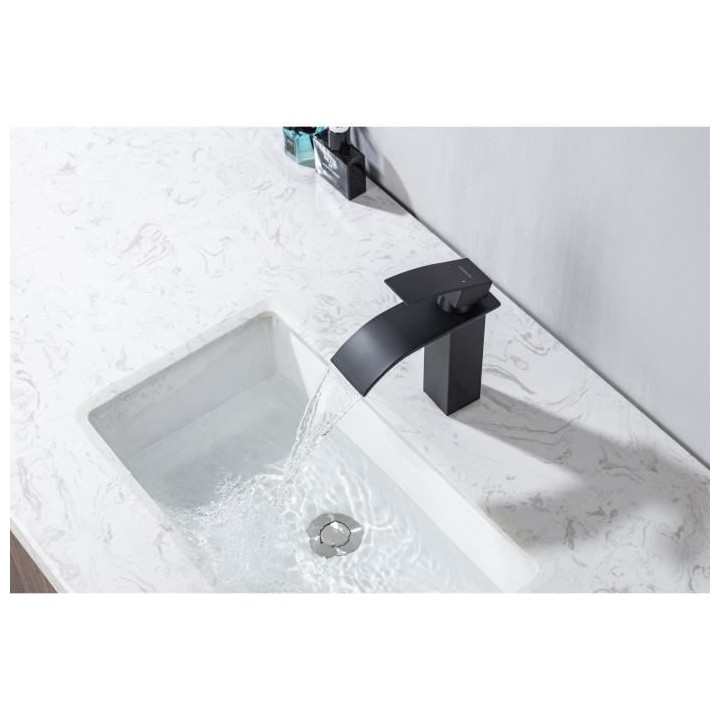 Mitigeur pour vasque et lavabo - Mécanique - OCEANIC - Noir mat - En
