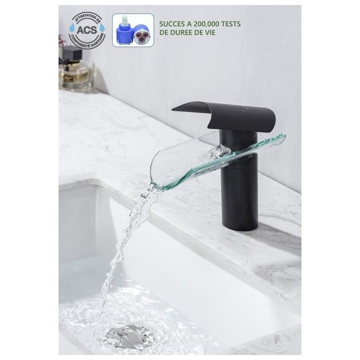 Mitigeur pour vasque et lavabo - Mécanique - OCEANIC - Noir mat - En