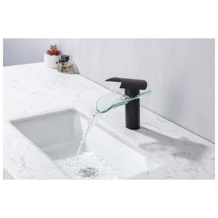 Mitigeur pour vasque et lavabo - Mécanique - OCEANIC - Noir mat - En