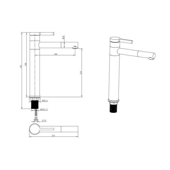 Mitigeur pour vasque et lavabo - Mécanique - Droit avec bec pivotant