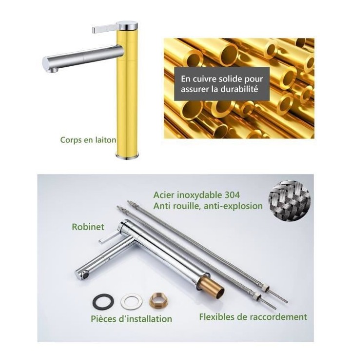 Mitigeur pour vasque et lavabo - Mécanique - Droit avec bec pivotant