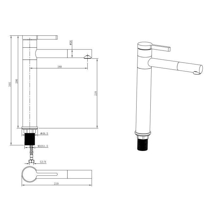 Mitigeur pour vasque et lavabo - Mécanique - OCEANIC - Noir mat - Dro