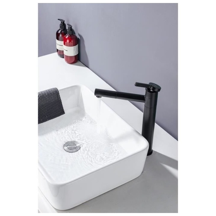 Mitigeur pour vasque et lavabo - Mécanique - OCEANIC - Noir mat - Dro