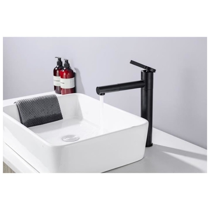 Mitigeur pour vasque et lavabo - Mécanique - OCEANIC - Noir mat - Dro