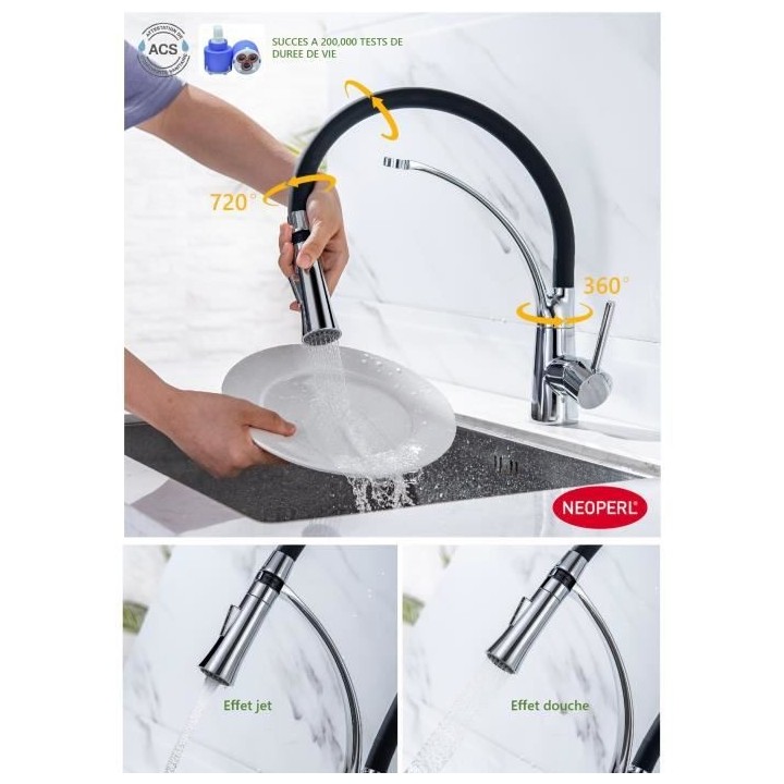 Robinet de cuisine - Mitigeur mécanique - Rotatif 360° - OCEANIC - A