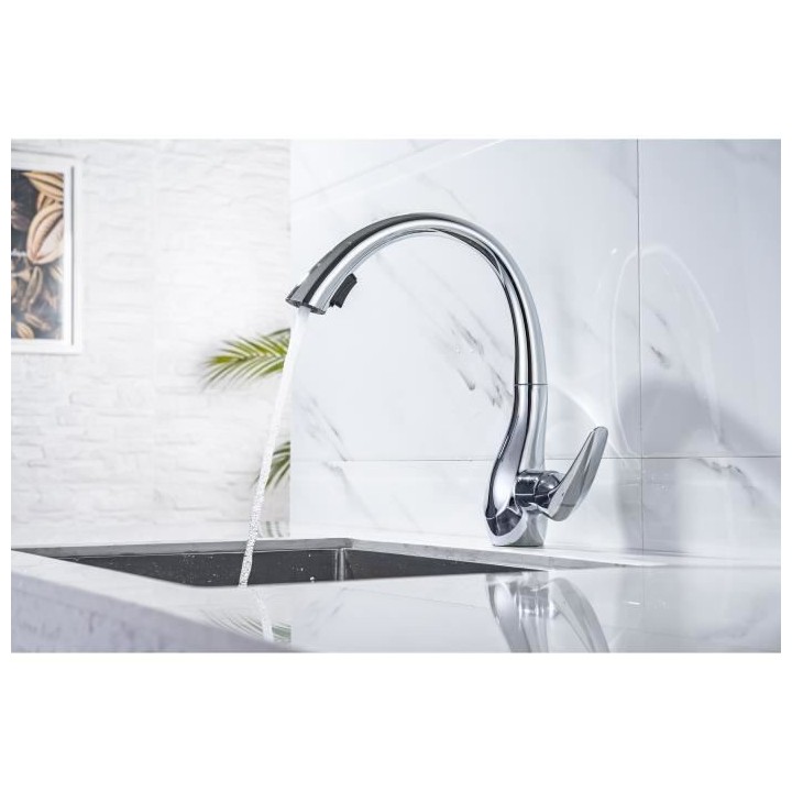 Robinet de cuisine - Mitigeur mécanique - Rotatif 360° - 2 jets - OC