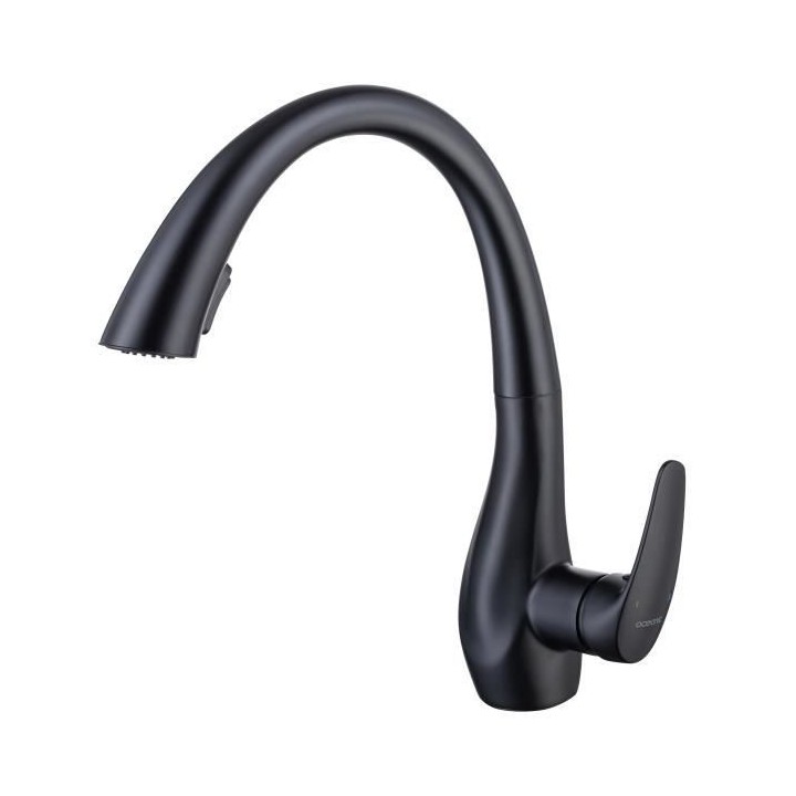 Robinet de cusine - Mitigeur mécanique - Noir mat - Rotatif 360° - 2